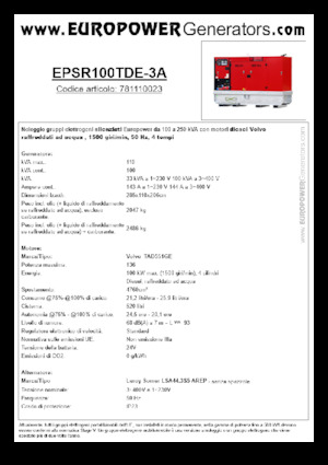 Groupes électrogènes à diesel Europower EPSR100TDE-3A (LS)