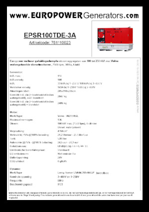 Groupes électrogènes à diesel Europower EPSR100TDE-3A (LS)