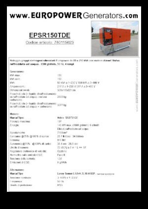 Groupes électrogènes à diesel Europower EPSR150TDE (LS)