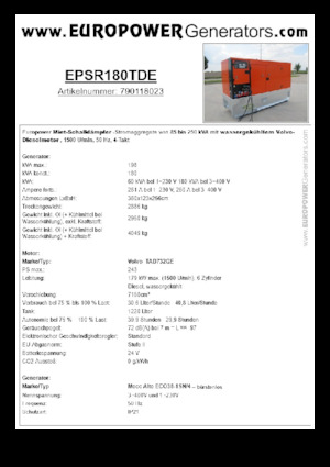 Groupes électrogènes à diesel Europower EPSR180TDE (MA)