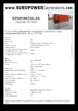 Groupes électrogènes à diesel Europower EPSR180TDE-3A (MA)
