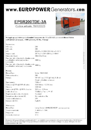 Groupes électrogènes à diesel Europower EPSR200TDE-3A (LS)