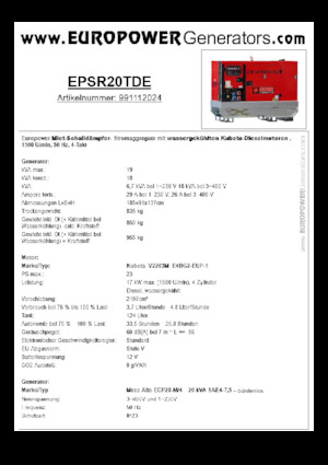 Groupes électrogènes à diesel Europower EPSR20TDE (MA)