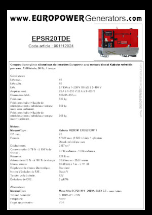 Groupes électrogènes à diesel Europower EPSR20TDE (MA)