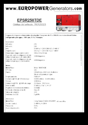 Groupes électrogènes à diesel Europower EPSR250TDE (LS)