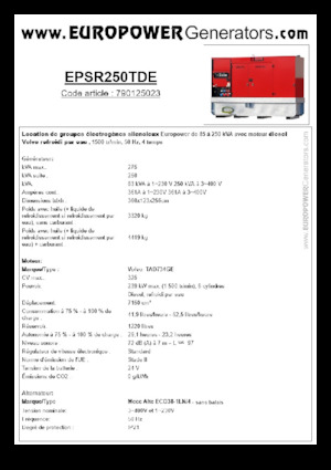 Groupes électrogènes à diesel Europower EPSR250TDE (MA)