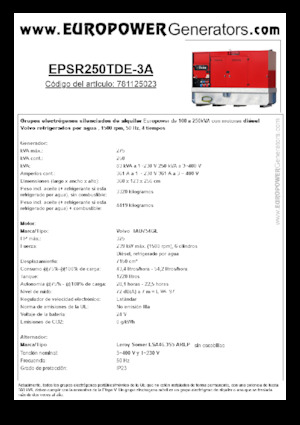 Groupes électrogènes à diesel Europower EPSR250TDE-3A (LS)