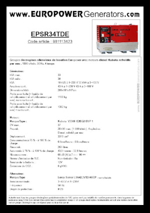 Groupes électrogènes à diesel Europower EPSR34TDE (LS)