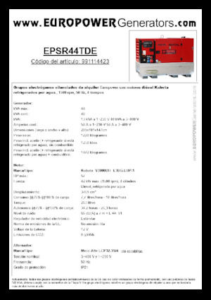 Groupes électrogènes à diesel Europower EPSR44TDE (MA)