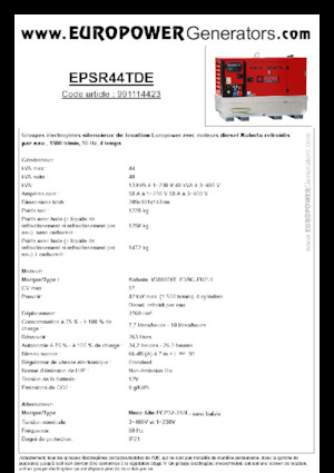 Groupes électrogènes à diesel Europower EPSR44TDE (MA)