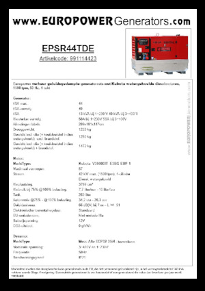 Groupes électrogènes à diesel Europower EPSR44TDE (MA)