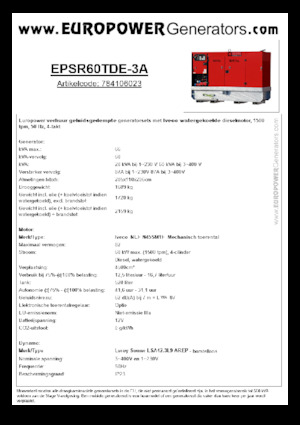 Groupes électrogènes à diesel Europower EPSR60TDE-3A (LS)