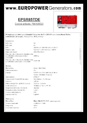 Groupes électrogènes à diesel Europower EPSR85TDE (MA)