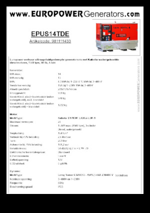 Groupes électrogènes à diesel Europower EPUS14TDE (LS)