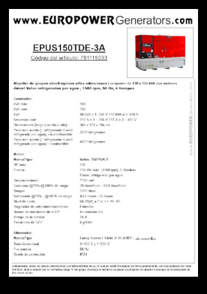 Groupes électrogènes à diesel Europower EPUS150TDE-3A (LS)