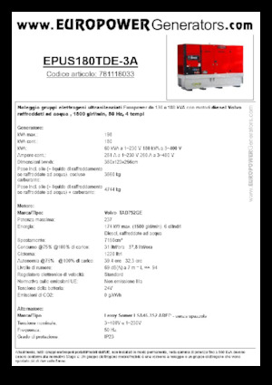 Groupes électrogènes à diesel Europower EPUS180TDE-3A (LS)