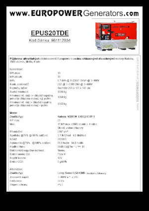Groupes électrogènes à diesel Europower EPUS20TDE (LS)