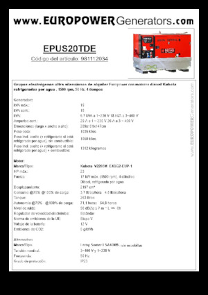 Groupes électrogènes à diesel Europower EPUS20TDE (LS)