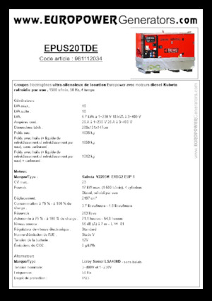 Groupes électrogènes à diesel Europower EPUS20TDE (LS)