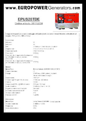 Groupes électrogènes à diesel Europower EPUS20TDE (LS)