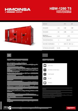 Groupes électrogènes à diesel HIMOINSA HBW-1260 T5