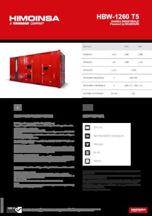 Groupes électrogènes à diesel HIMOINSA HBW-1260 T5