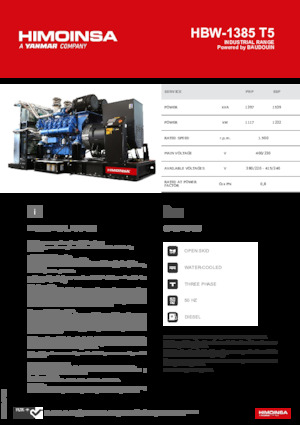 Groupes électrogènes à diesel HIMOINSA HBW-1385 T5