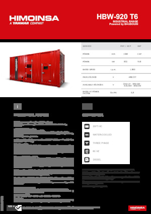 Groupes électrogènes à diesel HIMOINSA HBW-920 T6