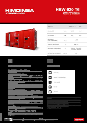 Groupes électrogènes à diesel HIMOINSA HBW-920 T6