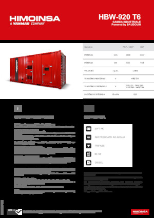 Groupes électrogènes à diesel HIMOINSA HBW-920 T6