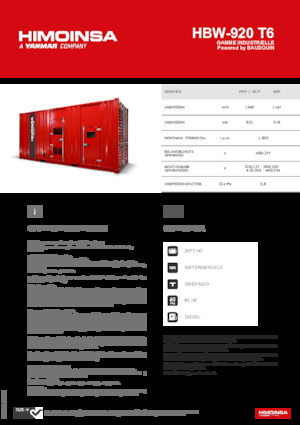 Groupes électrogènes à diesel HIMOINSA HBW-920 T6