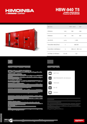 Groupes électrogènes à diesel HIMOINSA HBW-940 T5