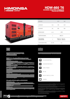Groupes électrogènes à diesel HIMOINSA HDW-660 T6