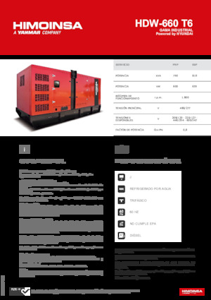 Groupes électrogènes à diesel HIMOINSA HDW-660 T6