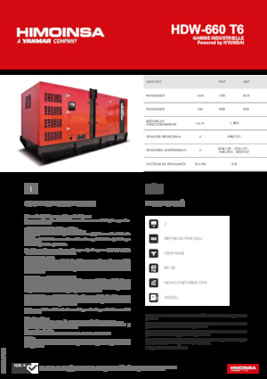Groupes électrogènes à diesel HIMOINSA HDW-660 T6