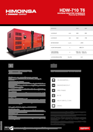 Groupes électrogènes à diesel HIMOINSA HDW-710 T6