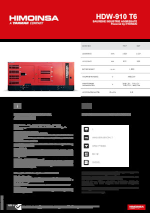 Groupes électrogènes à diesel HIMOINSA HDW-910 T6