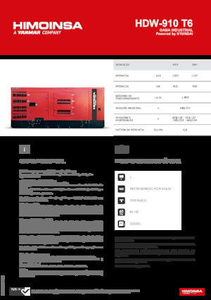 Groupes électrogènes à diesel HIMOINSA HDW-910 T6