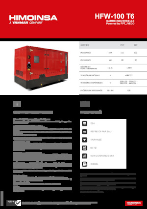 Groupes électrogènes à diesel HIMOINSA HFW-100 T6