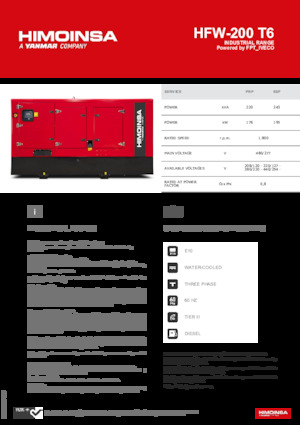 Groupes électrogènes à diesel HIMOINSA HFW-200 T6