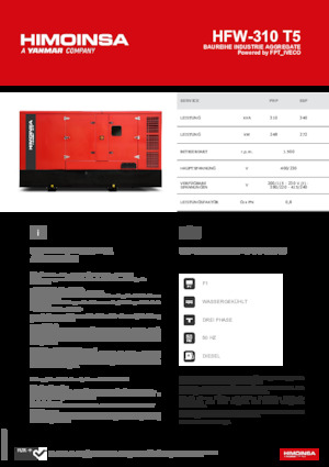 Groupes électrogènes à diesel HIMOINSA HFW-310 T5