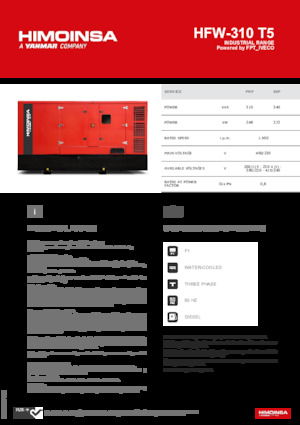 Groupes électrogènes à diesel HIMOINSA HFW-310 T5