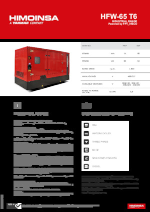 Groupes électrogènes à diesel HIMOINSA HFW-65 T6