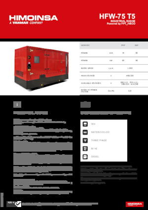 Groupes électrogènes à diesel HIMOINSA HFW-75 T5