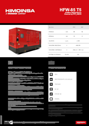 Groupes électrogènes à diesel HIMOINSA HFW-85 T5