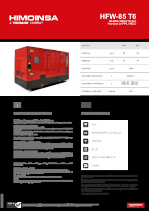 Groupes électrogènes à diesel HIMOINSA HFW-85 T6