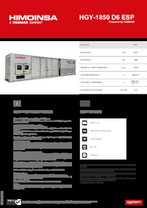 Groupes électrogènes à diesel HIMOINSA HGY-1850 D6 ESP