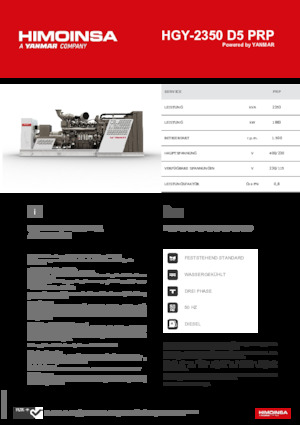 Groupes électrogènes à diesel HIMOINSA HGY-2350 D5 PRP