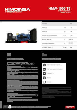 Groupes électrogènes à diesel HIMOINSA HMW-1005 T6