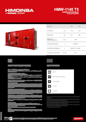 Groupes électrogènes à diesel HIMOINSA HMW-1145 T5